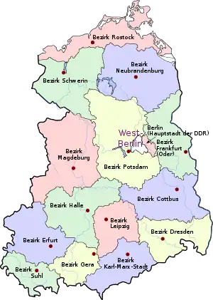 Map of the DDR