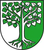 Party per pale argent and vert, a tree eradicated counterchanged. Arms of Behnsdorf.