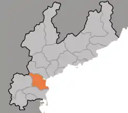 Map of South Hamgyong showing the location of Chongpyong