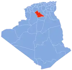 Map of Algeria highlighting Laghouat Province