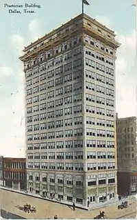 Image 19The Praetorian Building in Dallas, completed 1909, was the first skyscraper west of the Mississippi and the tallest in Texas. (from History of Texas)