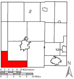 Location of Dallas Township in Crawford County