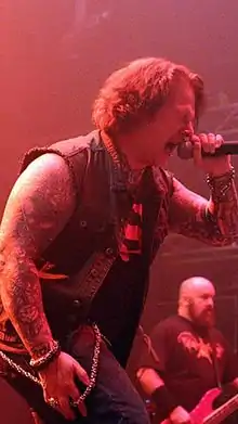 Rinehart performing live with Dark Angel in 2014