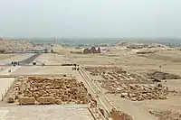 General view of Deir el-Bahari from the Temple of Hatshepsut towards the Nile valley