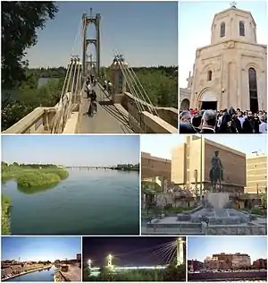 Suspension bridge • Memorial of Armenian genocideEuphrates River • March 8 Square Panorama of Deir ez-Zor