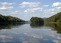 The Delaware within the southern portion of the Delaware Water Gap National Recreation Area, near Worthington State Forest in New Jersey