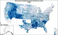 Map of Democratic presidential election results by county