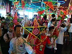 Star-shaped lanterns of tết Trung Thu.