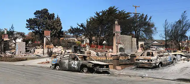 Destruction after fire and explosion in San Bruno