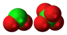 Space-filling model of the component ions of dichlorine hexoxide