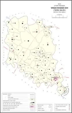 Map showing Gopalpur (#312) in Dih CD block