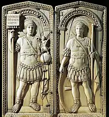 Diptych of Anicius Petronius Probus, consul in 406, depicting emperor Honorius (oldest surviving example)