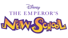 The words "Disney's The Emperor's new School" are shown in various font styles and sizes in a green circle against a white background.