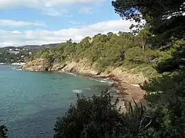 A view from the coastal path of the Domaine Rayol