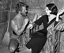 Kirk Douglas and Silvana Mangano in a pause during the shootings of Ulysses by Mario Camerini (1954)