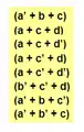 All clauses making a CNF formula