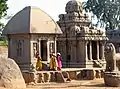 Draupadi and Arjuna rathas on the same upapitha (secondary platform)