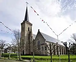 Church of Dreischor within its moat