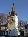 The belfry of St. Clement Church is the oldest part of the church and dates back to the 11th century.