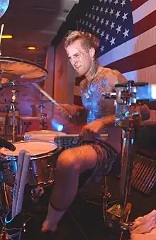 Musician Travis Barker performing in 2003.