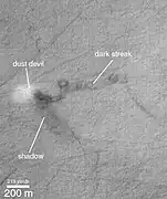 Dust devil, as seen by MGS.