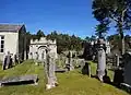 Churchyard and mausolea adjacent to the church (left) and outside the churchyard (right)