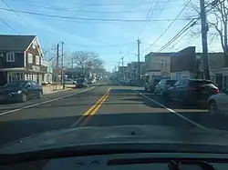 Eastbound Main Street in Downtown Center Moriches; November 2019.