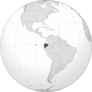 Location of Ecuador (dark green)