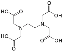 Skeletal formula of ethylenediaminetetraacetic acid