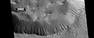 Gullies in a crater. Some seem to be young, others are well developed. Picture was taken by HiRISE under the HiWish program.