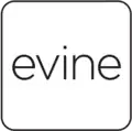 Evine's logo from 2015 to 2019; for its first year under Evine Live, it was rendered in the same form, except in an abstract design consisting of strips of varying colors vertically rendered in various red, orange and pink shades, and the text in white; the "e" on the right was also rendered backwards.