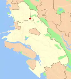 Location of Claremont in the cities of Oakland and Berkeley