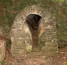 Roman aqueduct in Germania Inferior. Eifel Aqueduct, clogged by fine sinter.