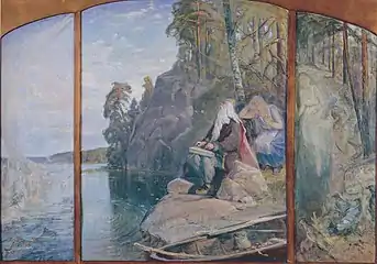 Väinämöinen's play, triptych from 1914