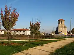 A church and some houses