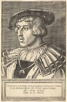 Engraving: The Emperor Ferdinand, 1531