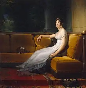 Portrait of Joséphine de Beauharnais in a classic Empire gown, modeled after the clothing of ancient Rome. (1801), by François Gérard. (The State Hermitage Museum).