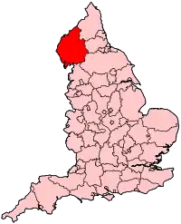 Location of Cumbria shown within England