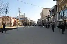 Broad pedestrian walk in winter