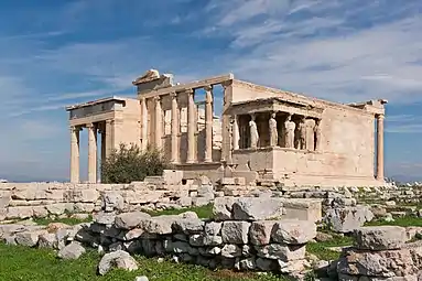 Erechtheion, Athens, with its Ionic columns and caryatid porch, 421–405 BC, unknown architect