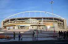 Exterior shot of the stadium during the 2007 Pan American Games, looking from the east, July 2007