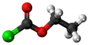 Ball-and-stick model of the ethyl chloroformate molecule