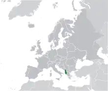 Map showing Albania in Europe