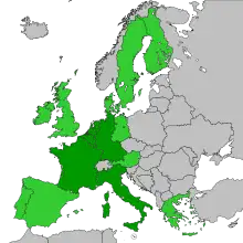 Map of the 15 ECSC members in 2002