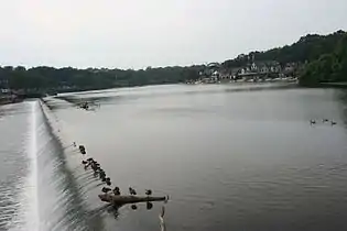 Current dam (built in 1928) and Boathouse Row in the background