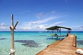 View of the inner lagoon of Fakarava from Rotoava