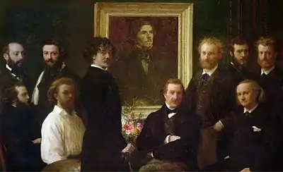 Homage to Delacroix by Henri Fantin-Latour, showing Balleroy in the foreground