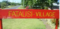 The Fatausi sign at the south end of the village bordering Fusi