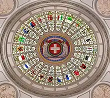 Cantonal coats of arms in the dome of the Federal Palace