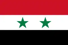 The official flag of the Syrian Government - red white and black starting from the top. Two green stars in the middle.